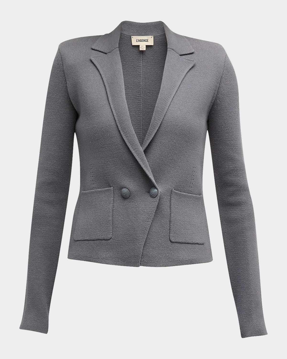 L Agence Sofia Knit Blazer In Shadow Grey