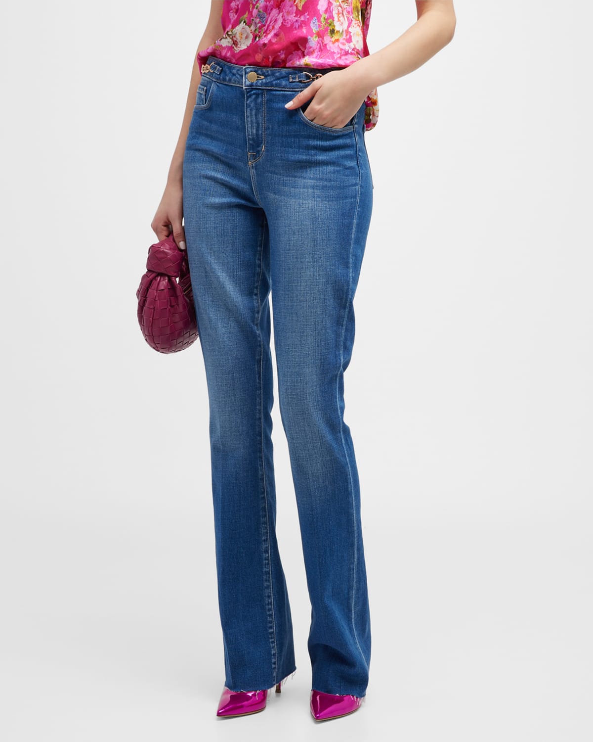 L'Agence Ruth High Rise Straight Chain Jeans