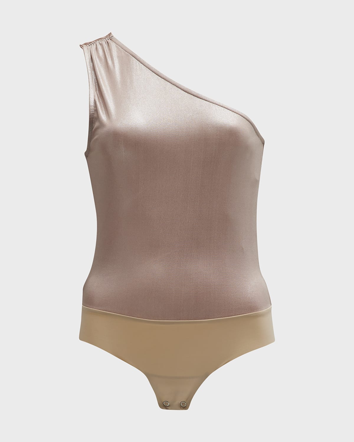 L'agence Sheridan Metallic One-shoulder Bodysuit In Brown