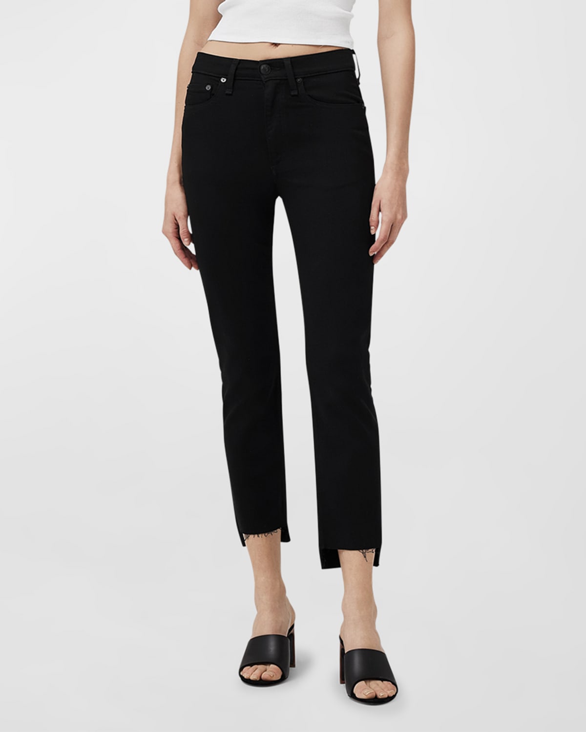 Shop Rag & Bone Wren Slim Straight Crop Jeans In Black