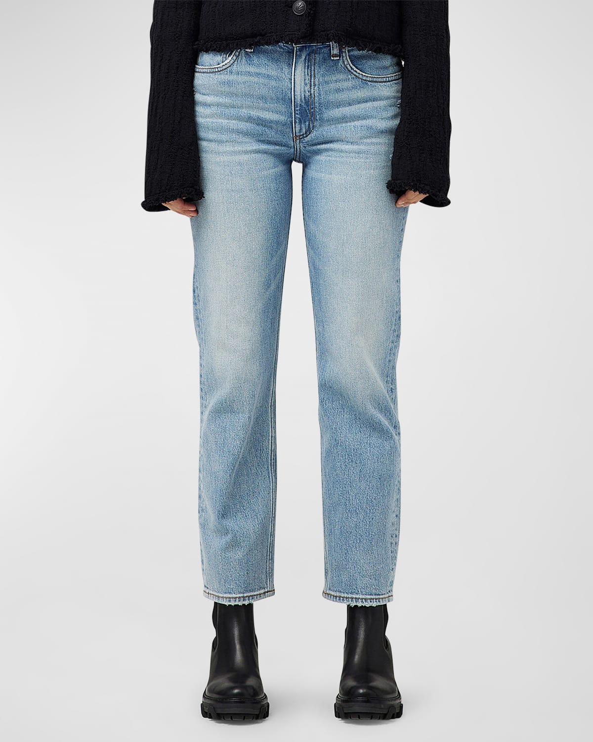 Shop Rag & Bone Harlow Mid-rise Straight Jeans In Lou1