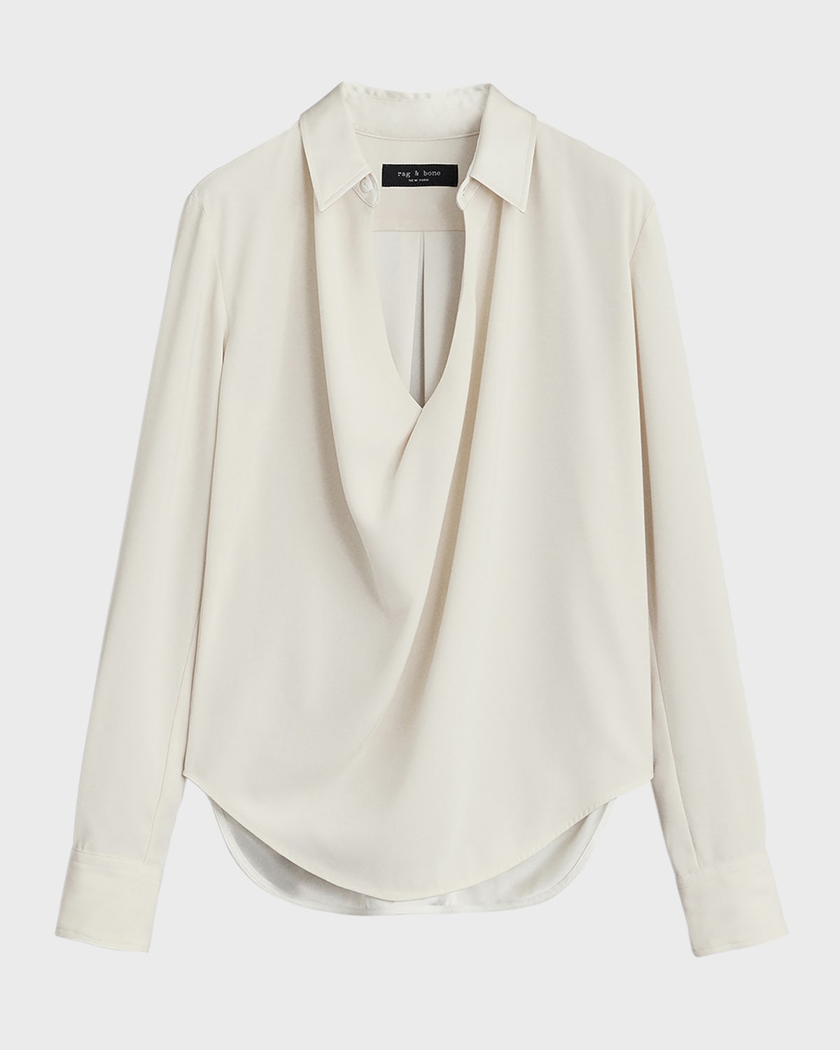 Rag & Bone Phillipa Draped Long-sleeve Blouse In Ivory
