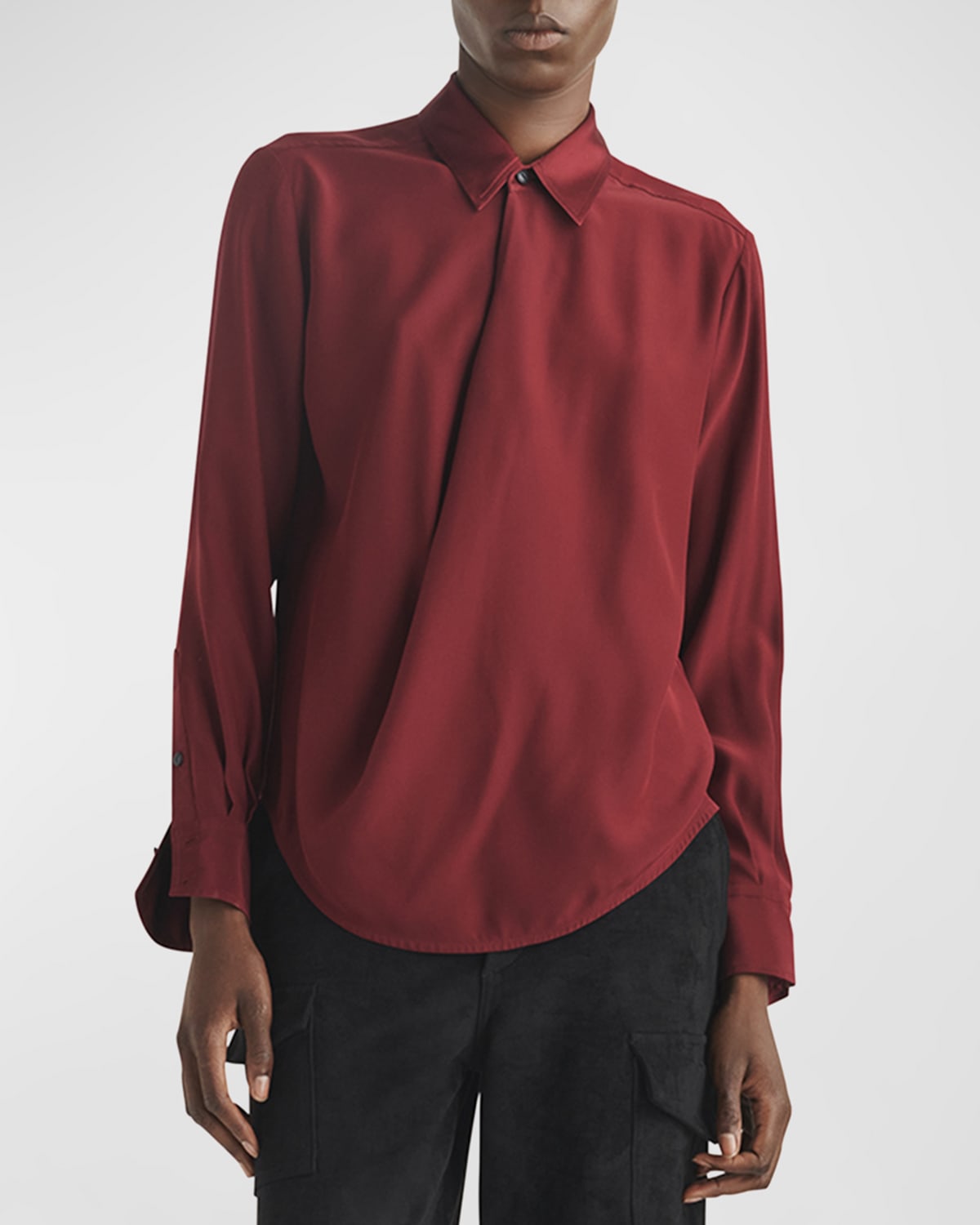 Rag & Bone Phillipa Draped Long-sleeve Blouse In Wine