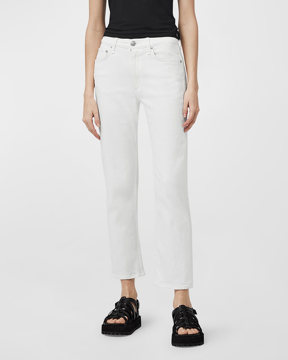 RAG & BONE HARLOW MID-RISE STRAIGHT ANKLE JEANS 
