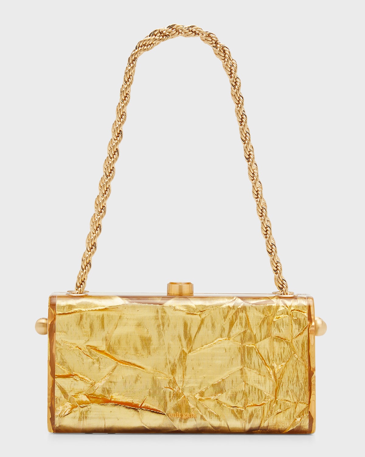 Cult Gaia Hajar Crinkled Acrylic Chain Shoulder Bag In Gold