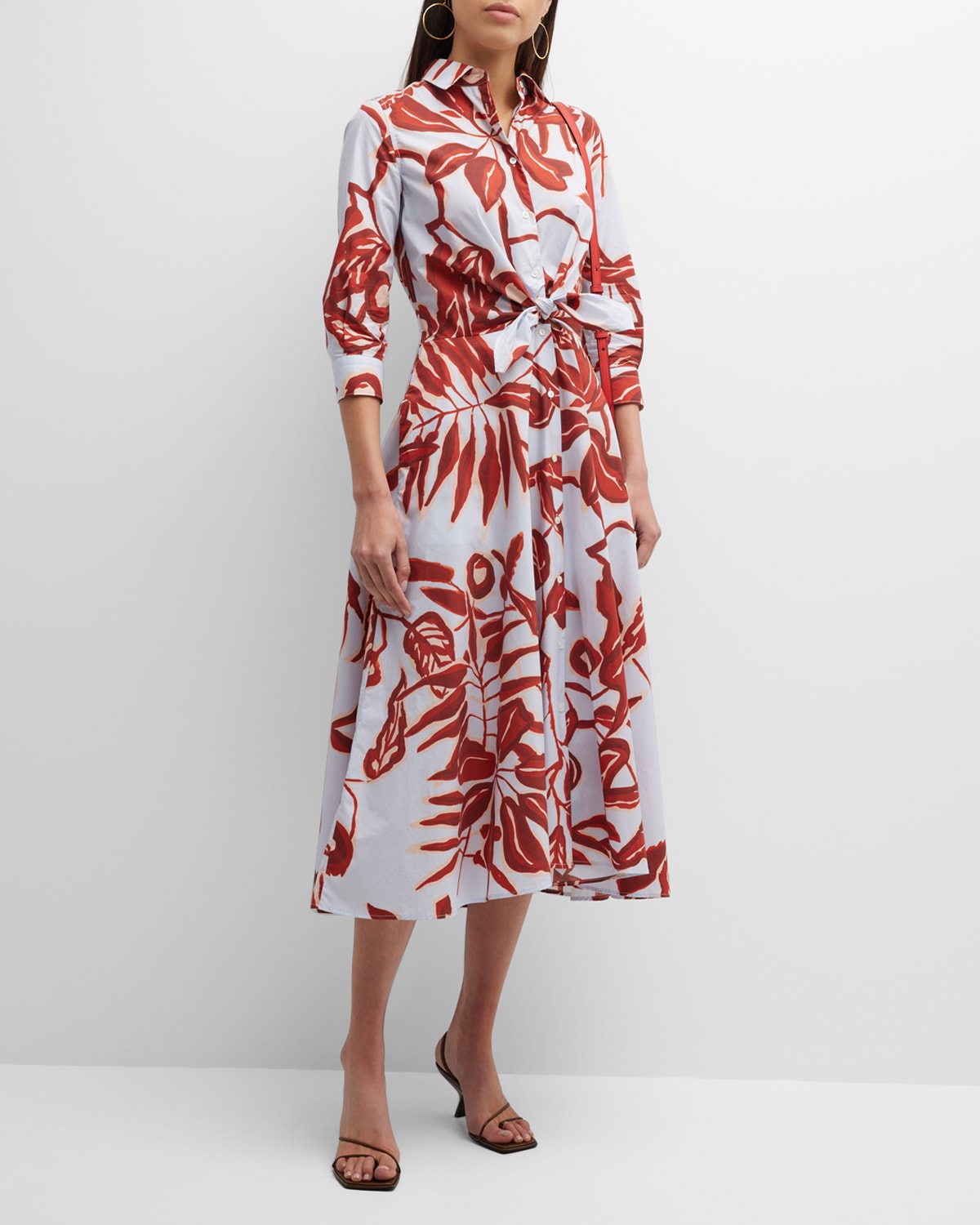 Dralla Tie-Front Botanical-Print Midi Dress