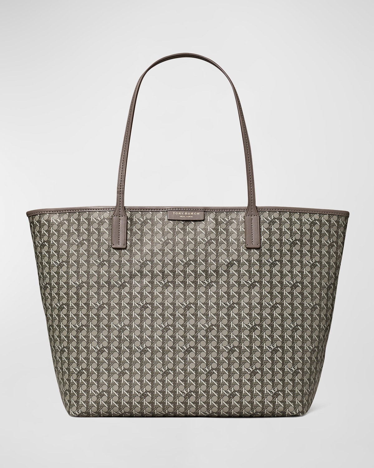 Tory Burch Basketweave Canvas Bag In Zinc