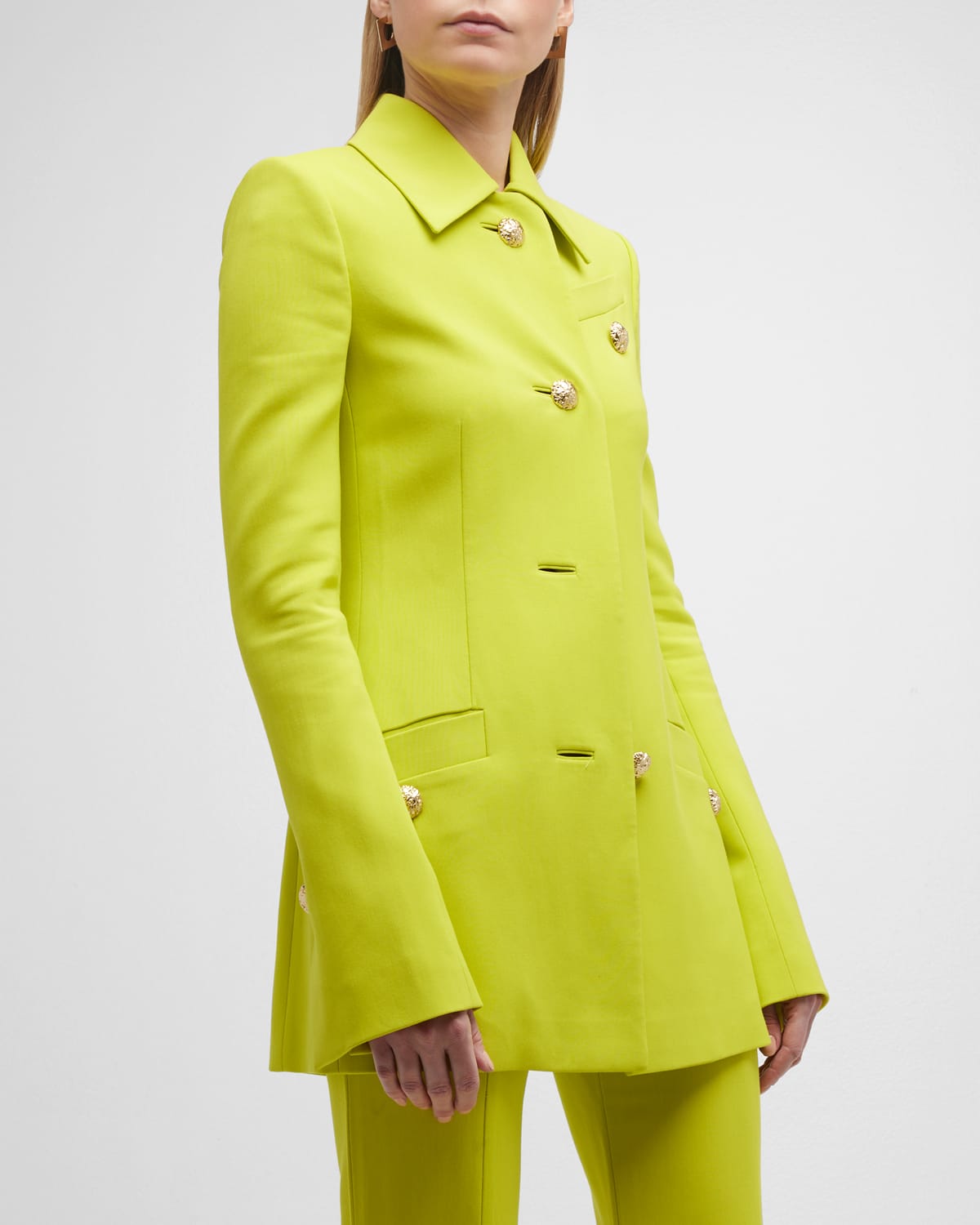 Proenza Schouler Viscose Suiting Blazer Jacket With Detail Buttons In Sulphur