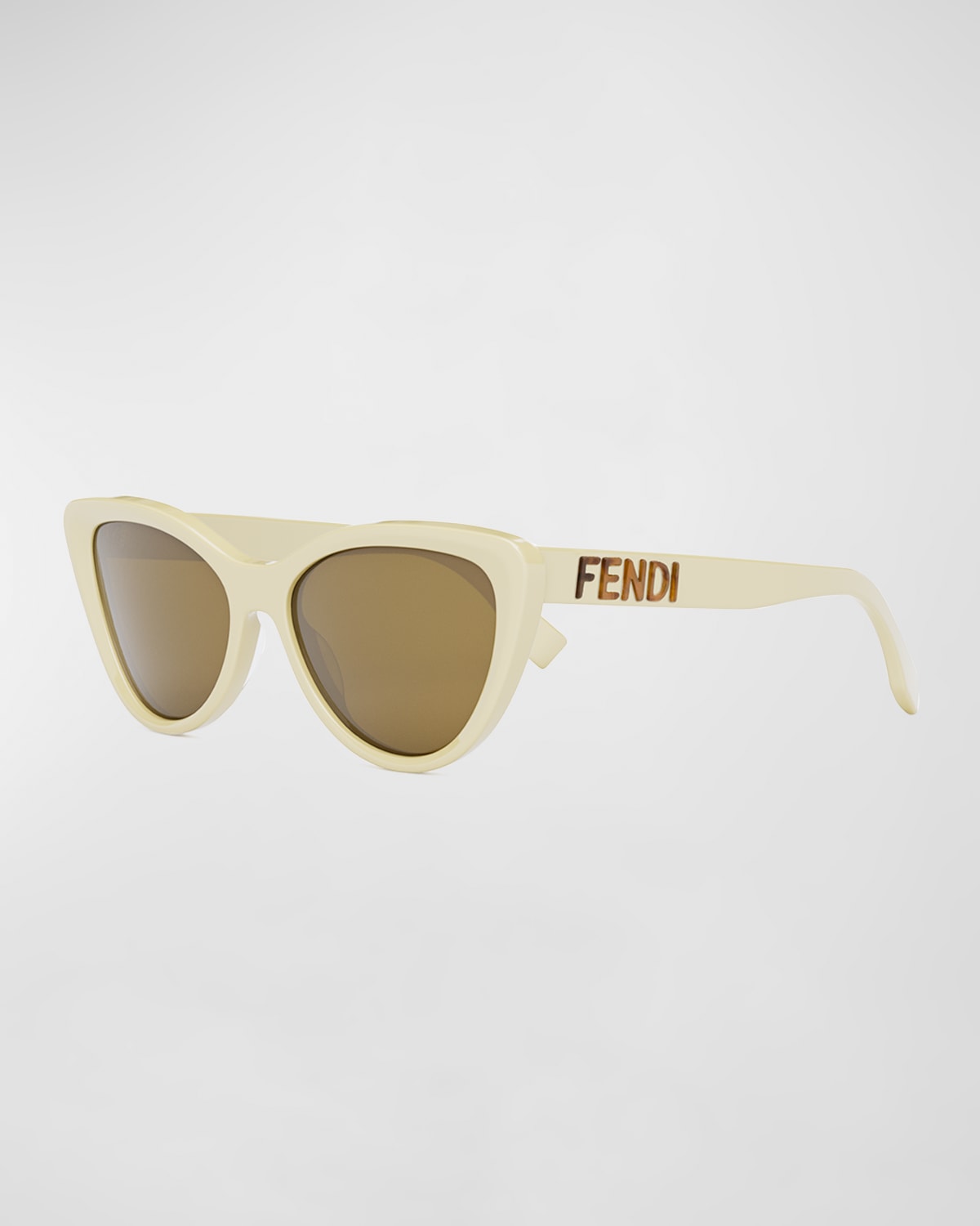 Fendi Logo Acetate Cat-eye Sunglasses In Ivory Brown