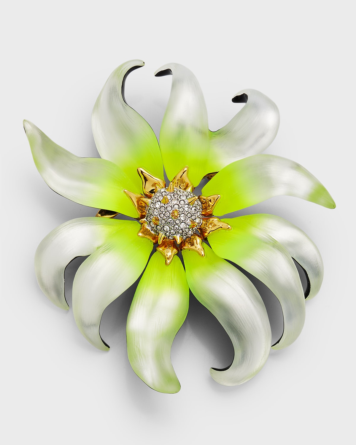 Alexis Bittar 14K Gold Plate Lily Lucite Crystal Flower Pin