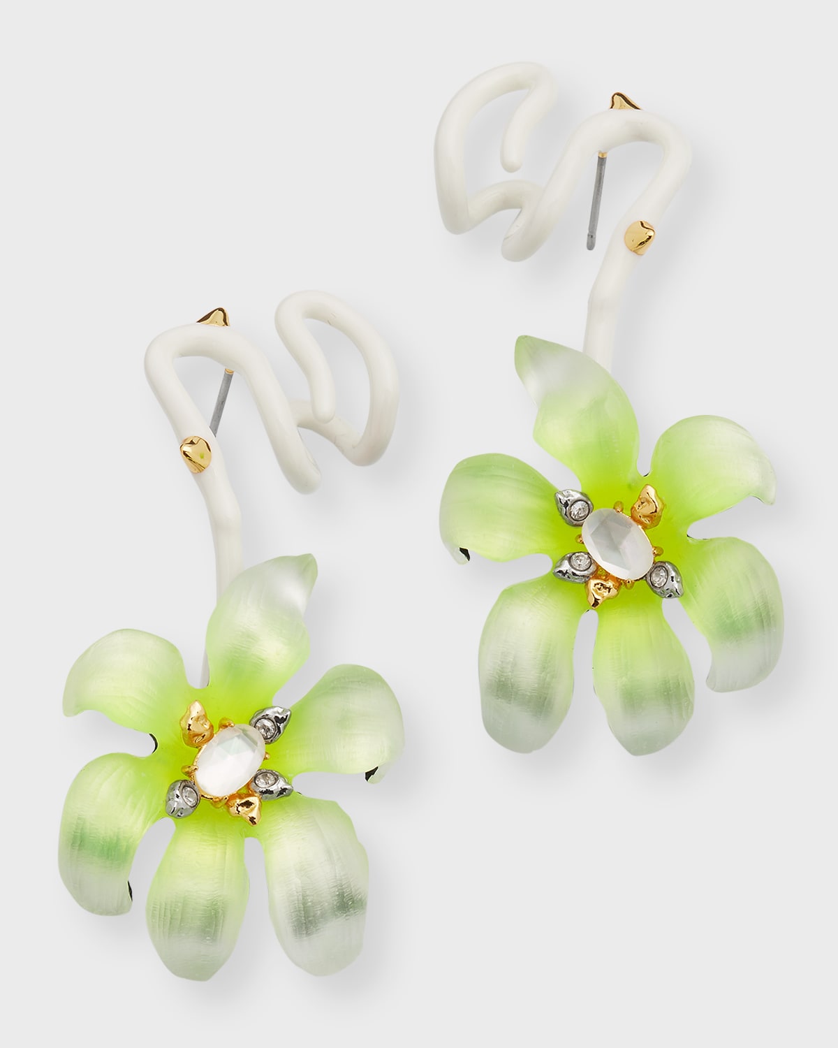 Alexis Bittar Lily Lucite Flower Ear Climber Earrings In White