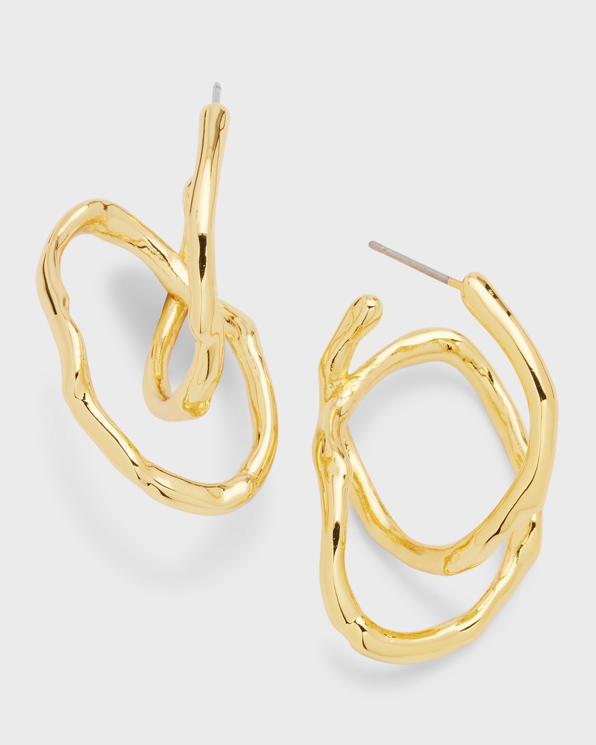 ALEXIS BITTAR TWISTED GOLD INTERLOCK HOOP EARRINGS