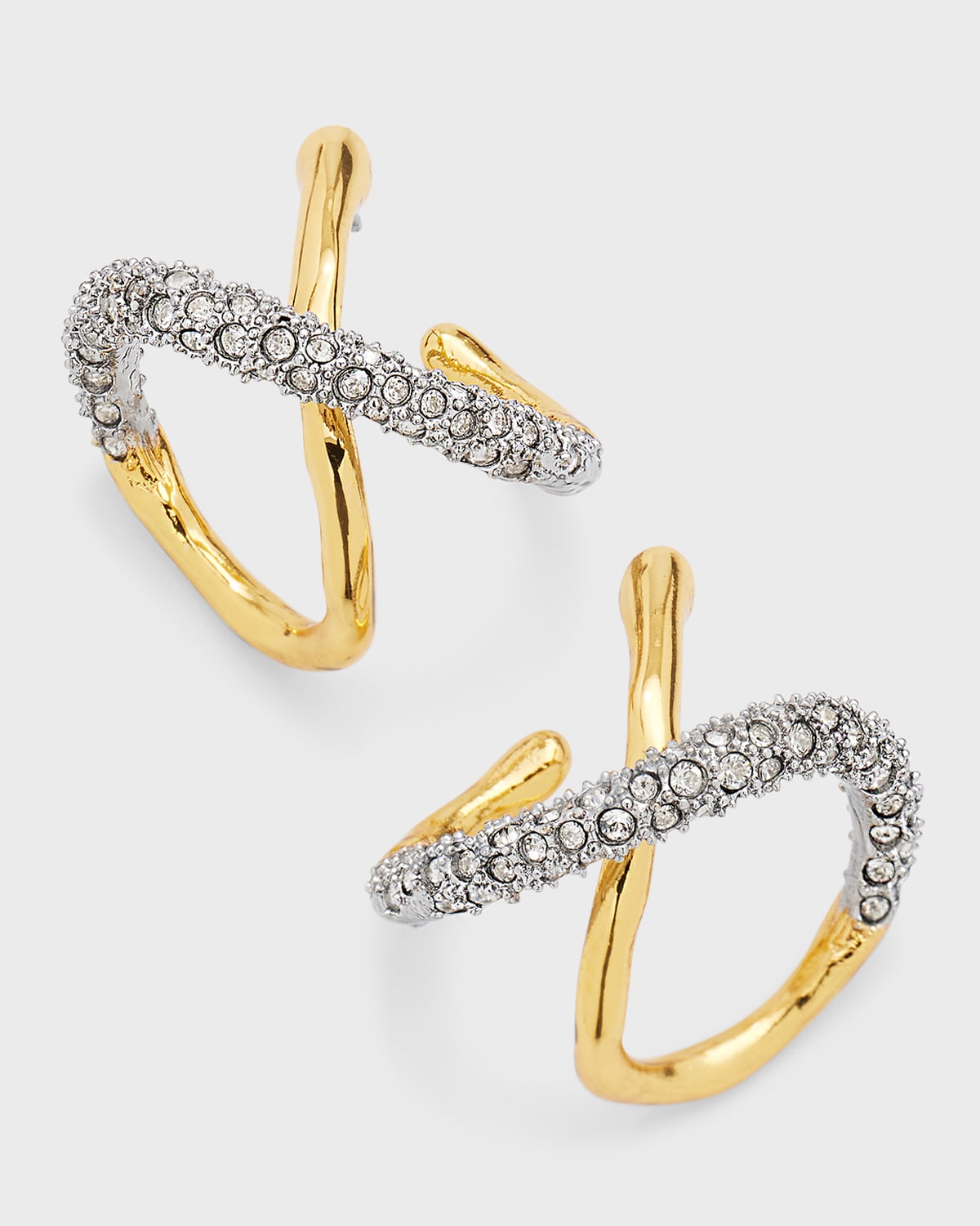 Shop Alexis Bittar Solanales Twisted Orbit Hoop Earrings In Crystals