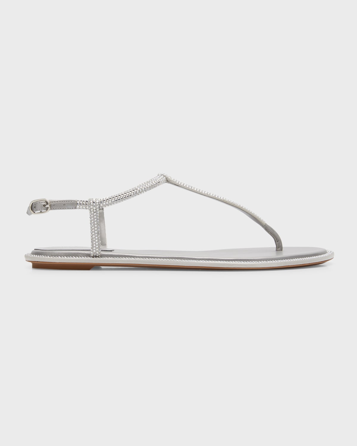 René Caovilla Strass T-strap Thong Sandals In Grey Silver