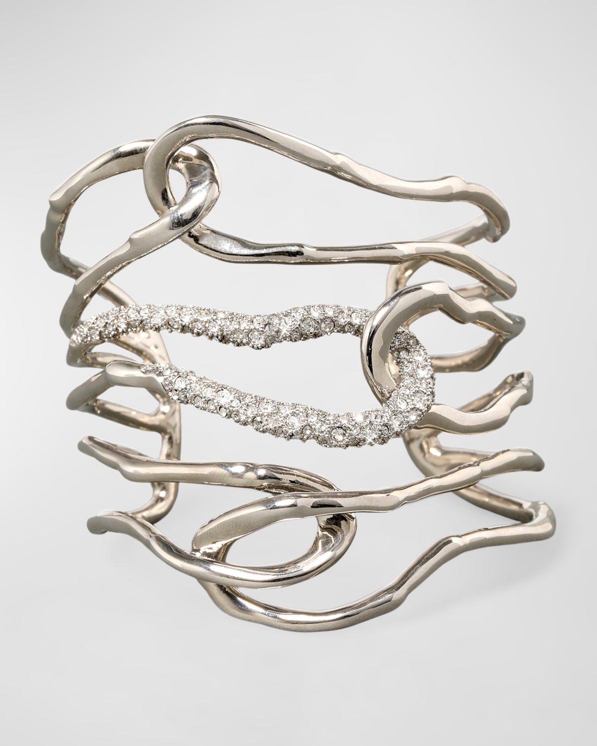 Alexis Bittar Solanales Large Twisted Cuff In Crystals