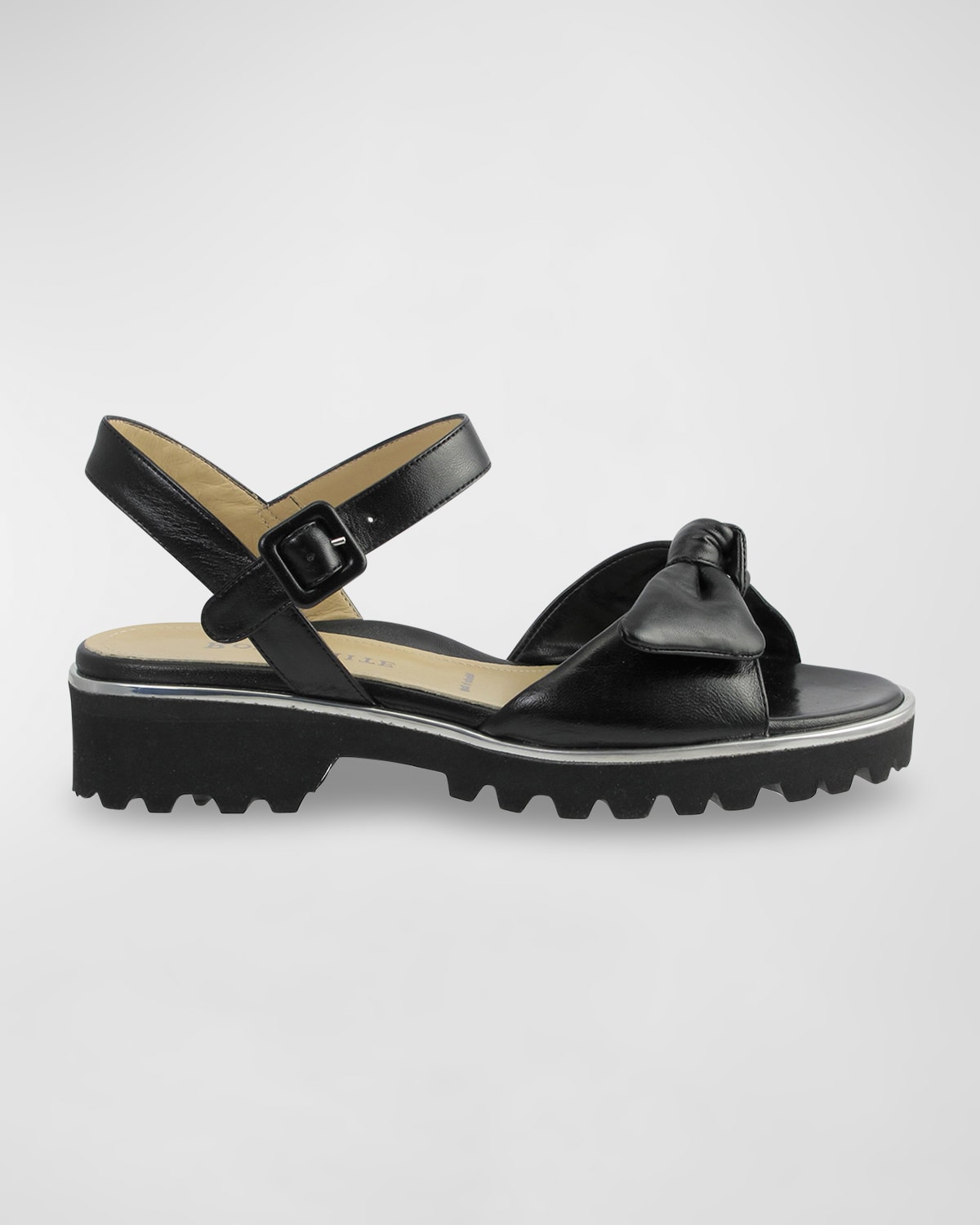 Ron White Cairi Leather Knot Ankle-strap Sandals In Onyx