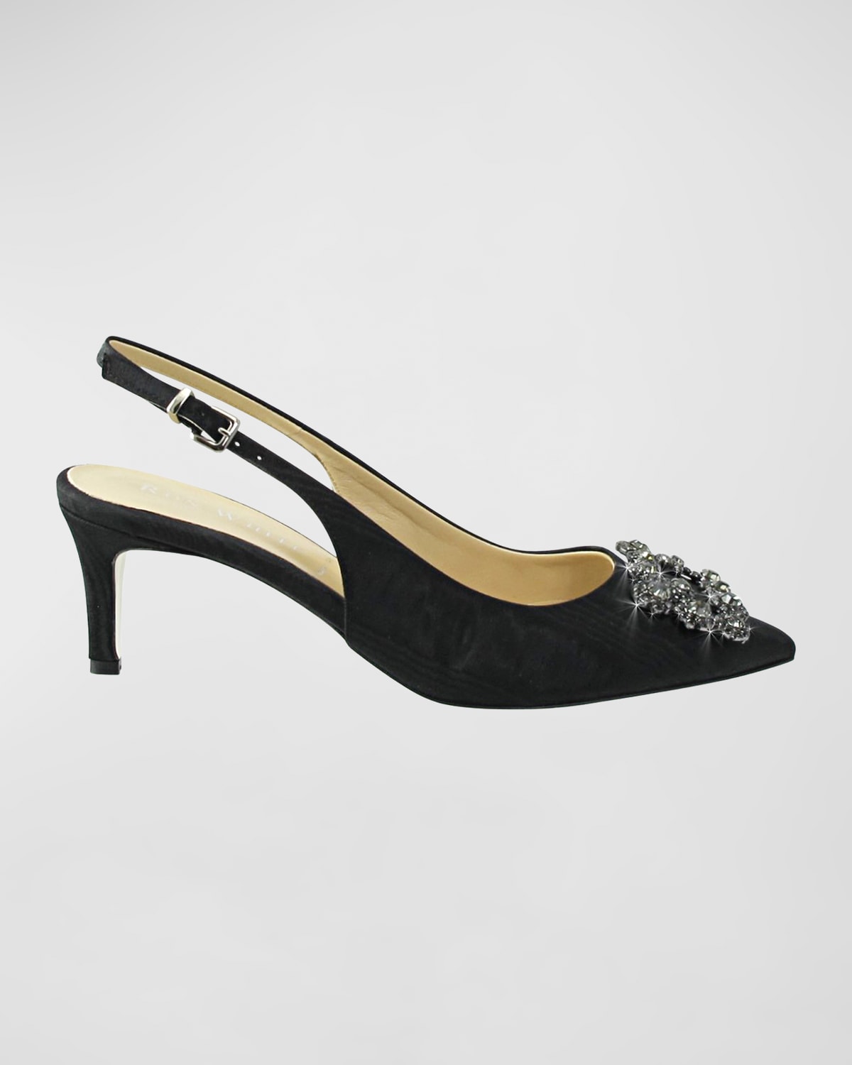 Ron White Queenie Crystal Brooch Slingback Pumps In Onyx