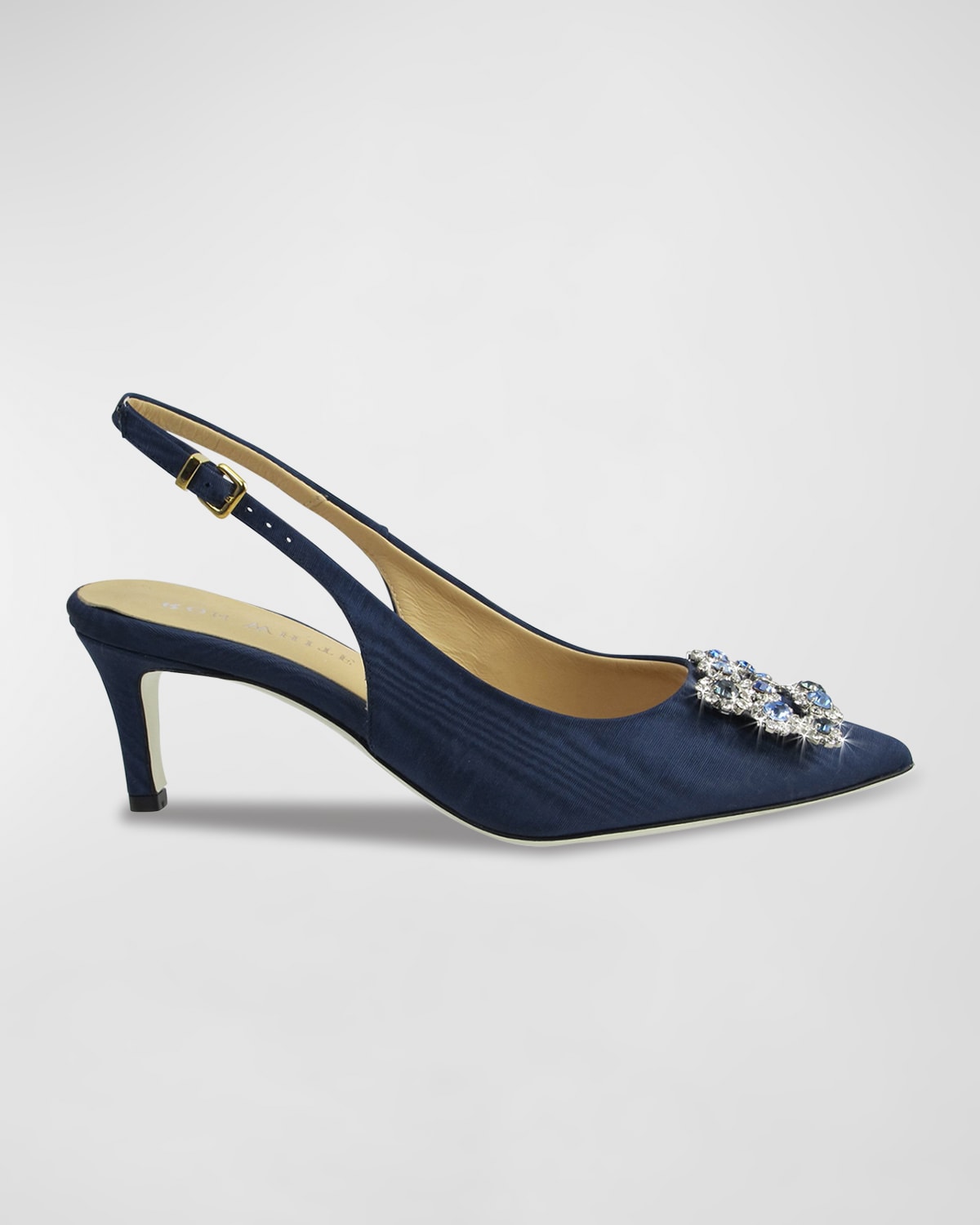 RON WHITE QUEENIE CRYSTAL BROOCH SLINGBACK PUMPS