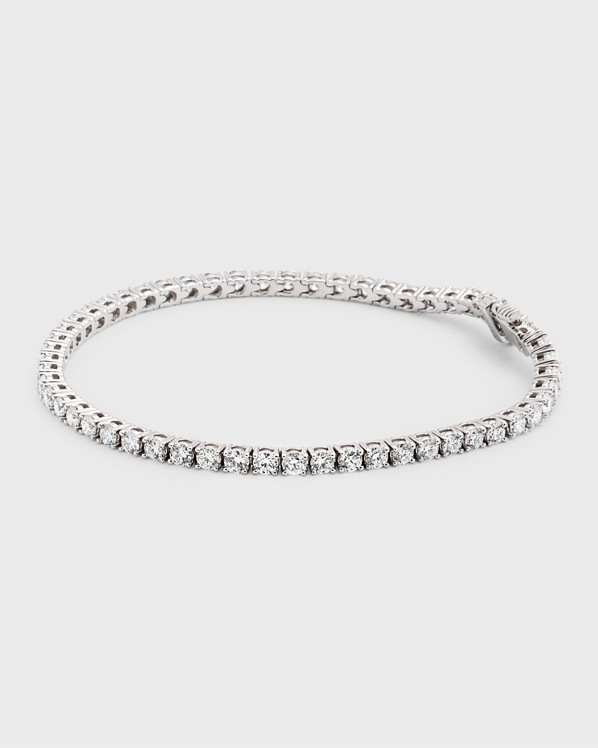 Neiman Marcus Diamonds 18k White Gold Gh/si Round Diamond 4-prong Bracelet In Metallic