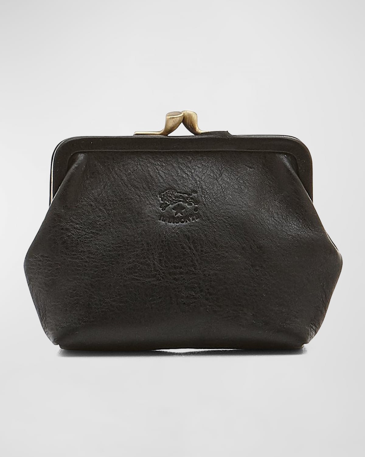 Il Bisonte Classic Leather Coin Case In Black