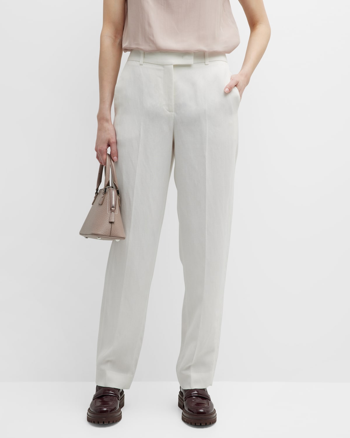 Fabiana Filippi Straight Leg Trousers With Pockets And Loops In Rafia