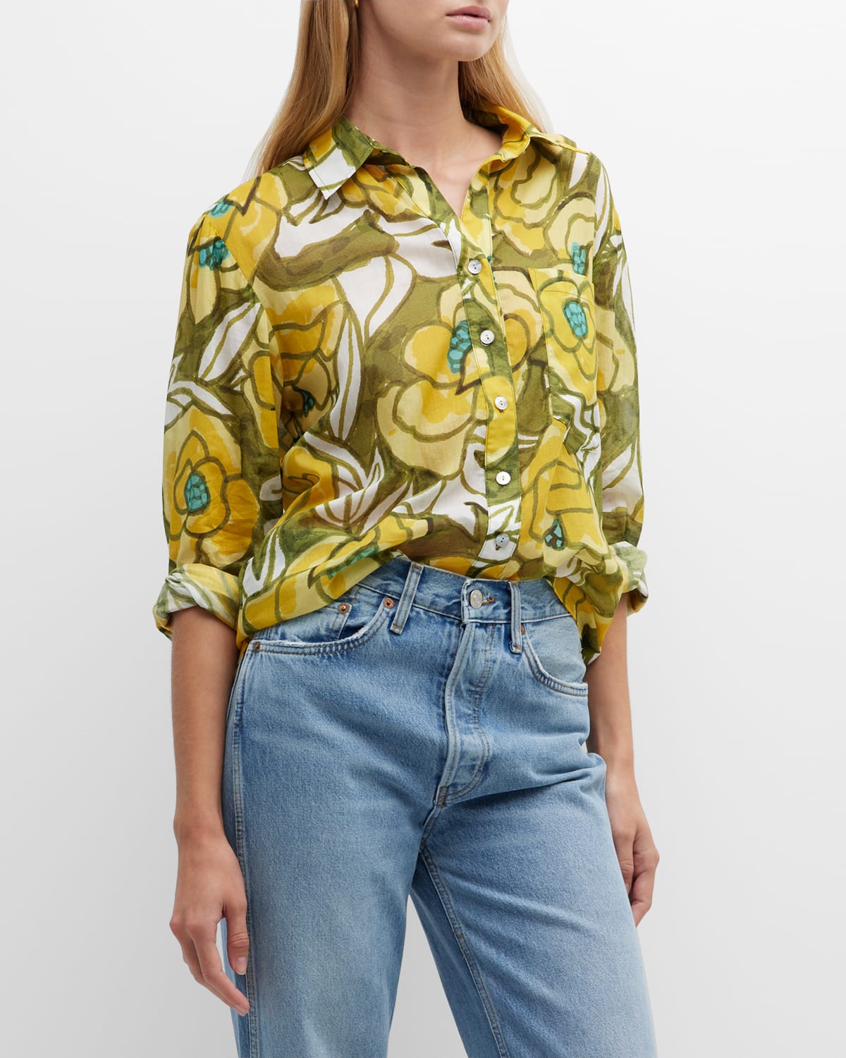 Andie Floral-Print Button-Down Shirt