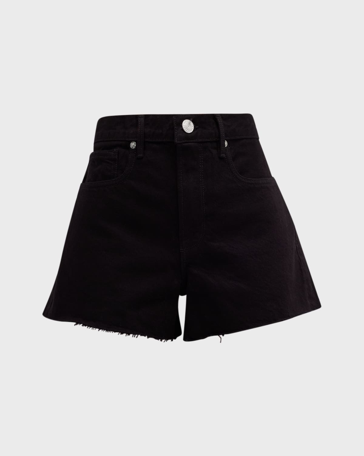 Frame Le Simone Distressed Denim Shorts In Film Noir