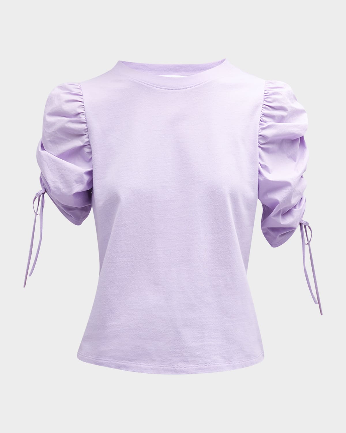 Frame Ruched-sleeve Tee In Lilac