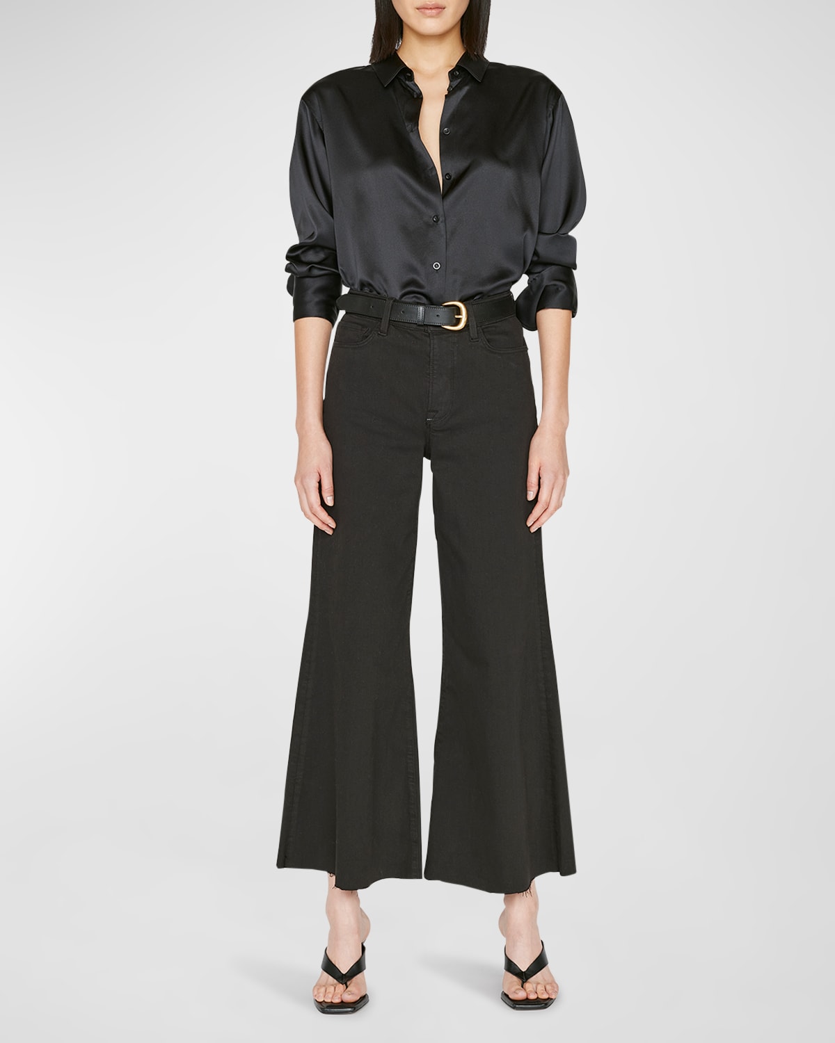 Frame Le Palazzo Crop Jeans In Film Noir