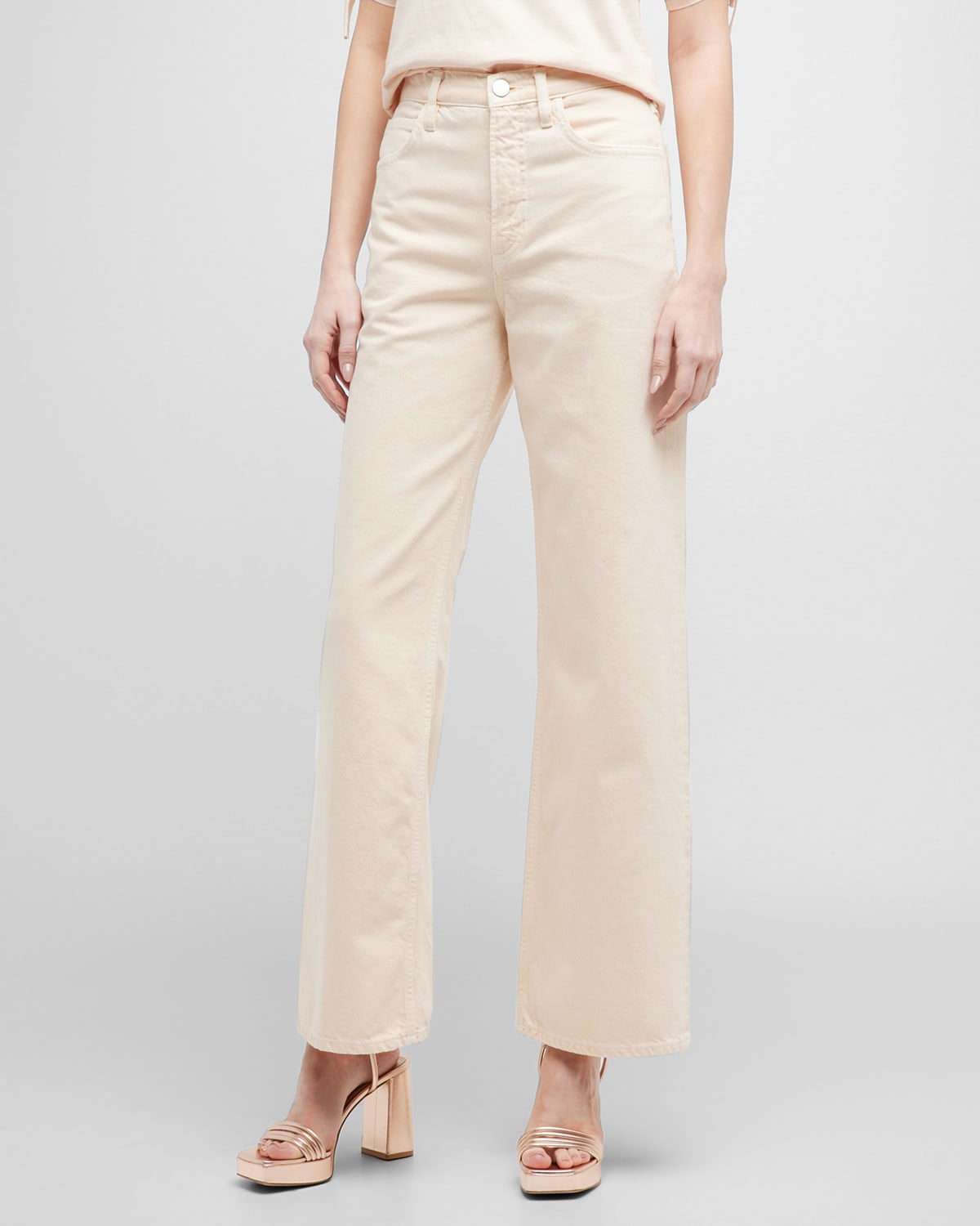 Frame Jane Straight Cropped Jeans In Stoned Nude Pink