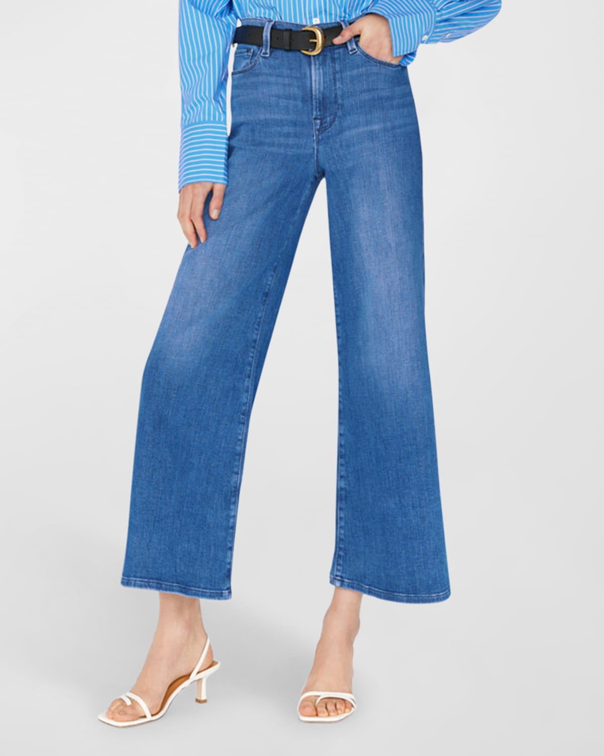 Shop Frame Le Palazzo Cropped Jeans In Temple