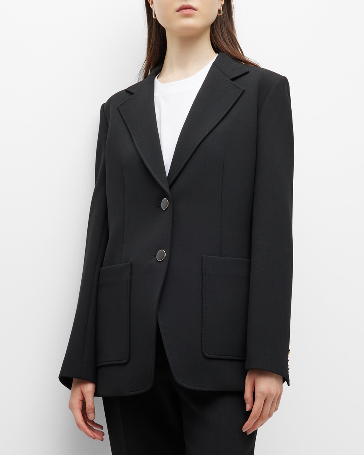 Shop St John Stretch Crepe Single-breasted Suiting Jacket In Black