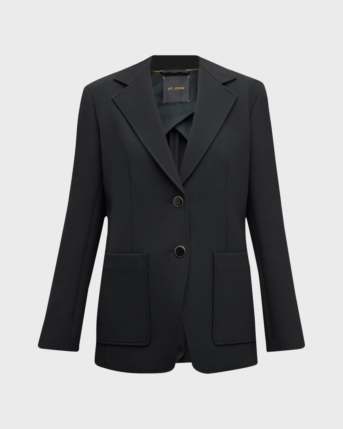 Shop St John Stretch Crepe Single-breasted Suiting Jacket In Black