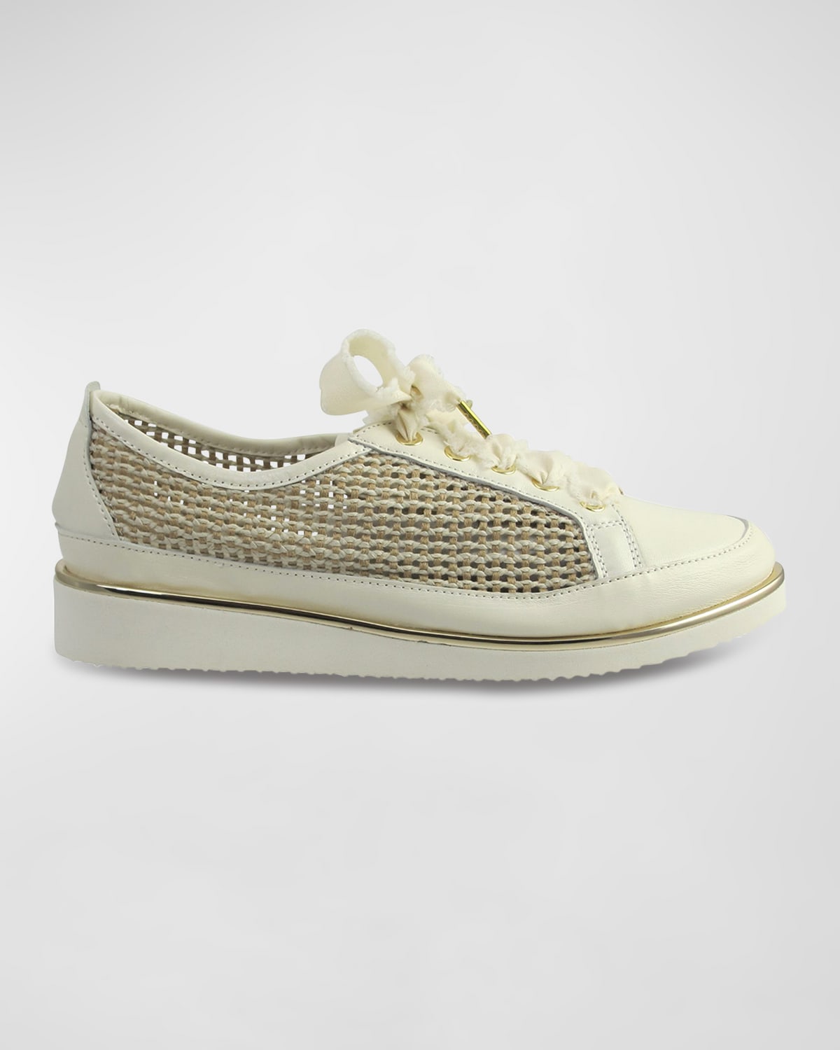 Ron White Novalee Raffia Low-top Wedge Sneakers In Ice