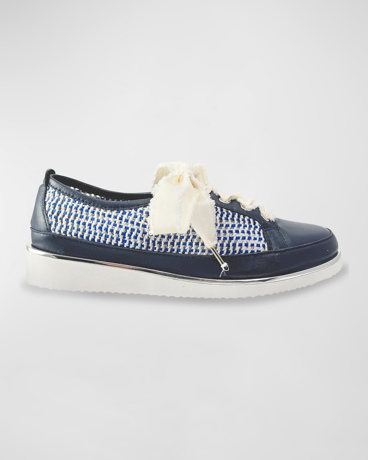 Ron White Novalee Raffia Low-top Wedge Sneakers In French Nav