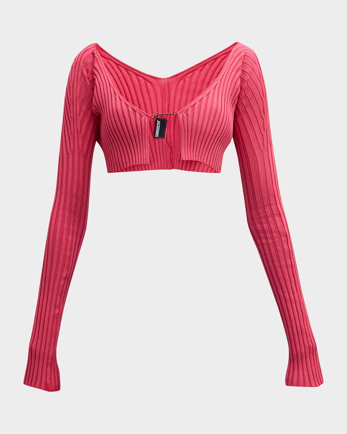 Shop Jacquemus Pralu Logo-script Rib Cardigan In Pink