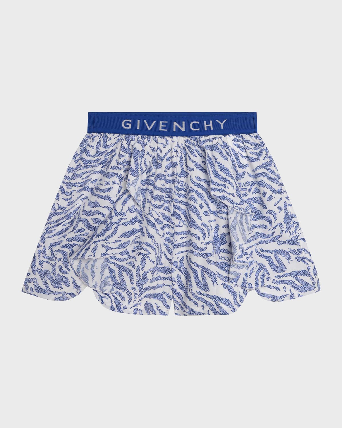 Girl's Zebra-Print Flounce Shorts, Size 4-6