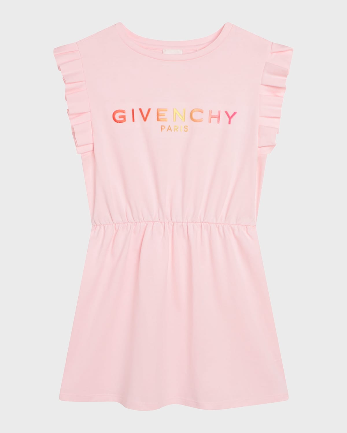 GIVENCHY GIRL'S LOGO JERSEY DRESS WITH RUFFLES