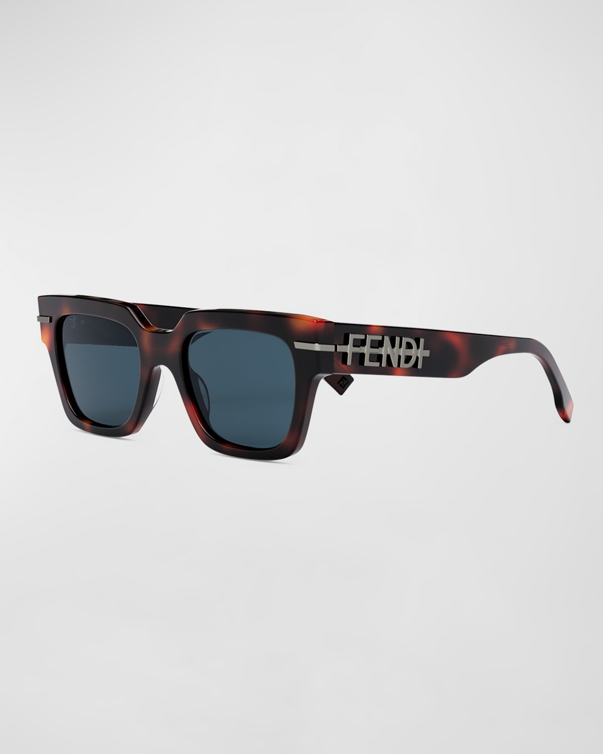 FENDI MEN'S TONAL LOGO ACETATE SQUARE SUNGLASSES