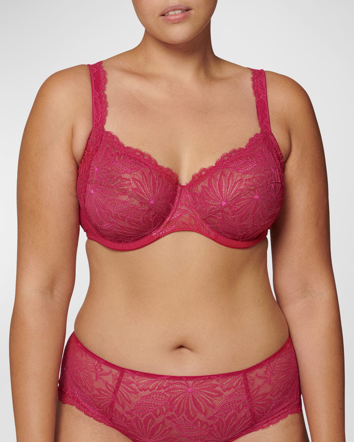 Simone Perele Reve Scalloped Lace Bra In Raspberry