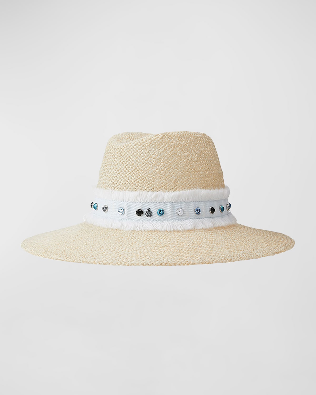 Kate Strass Jute Fedora Hat with Denim Belt