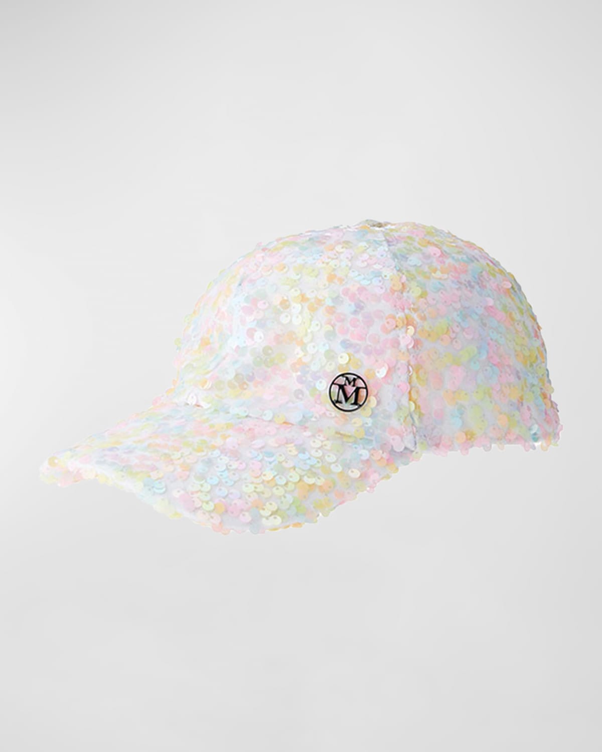 Shop Maison Michel Pastel Sequins Baseball Hat In Baby Pink