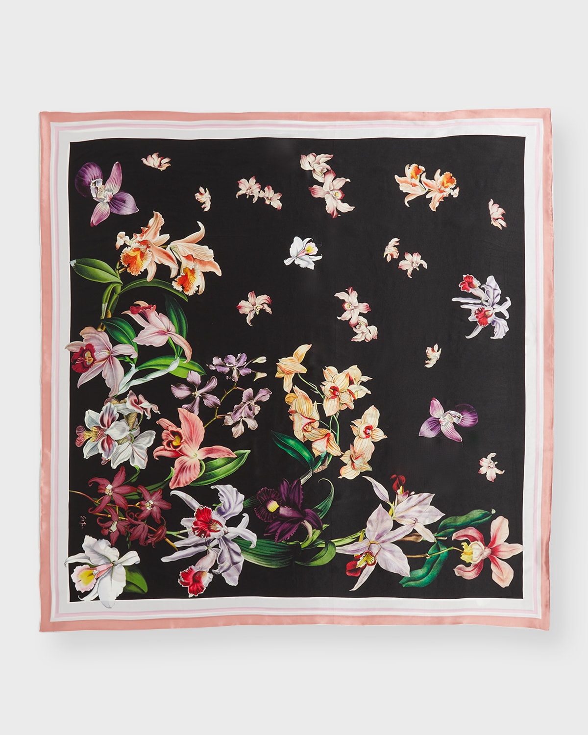 St. Piece Sonia Floral Silk Scarf In Black White