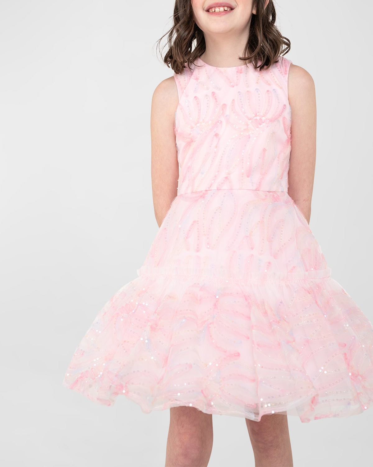 Zoe Kids' Girl's Sadie Embellished 3d Tulle Dress In Multi
