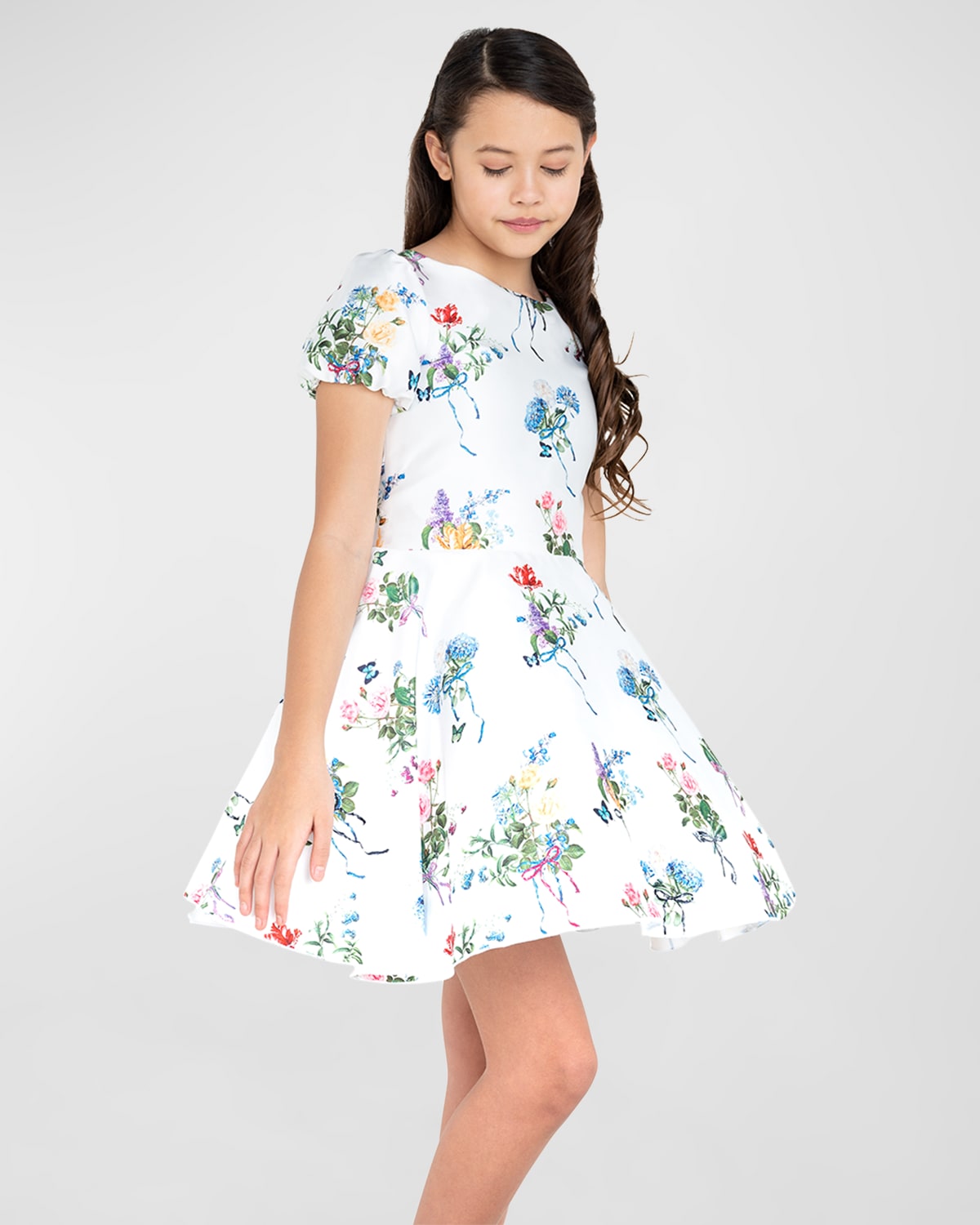 Zoe Kids' Girl's Isla Floral Short-sleeve Dress In Multi