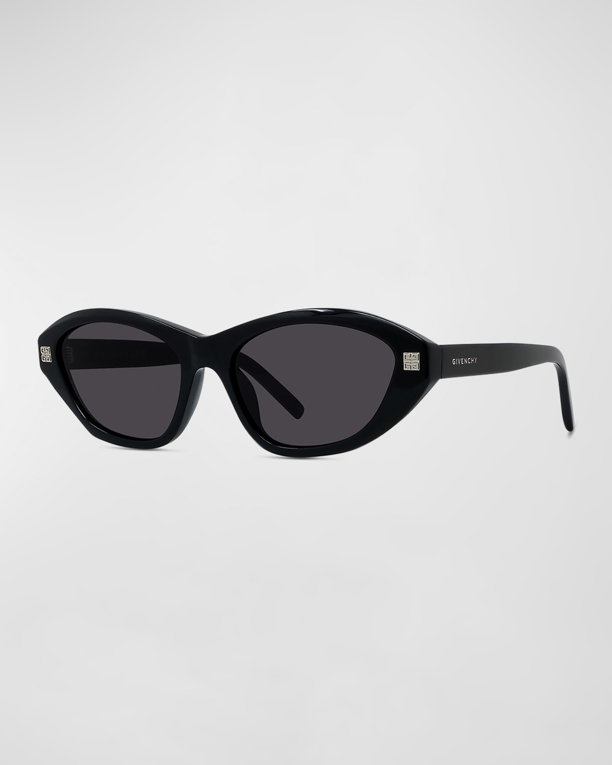 Shop Givenchy 4g Logo Acetate Cat-eye Sunglasses In Shiny Black Smoke