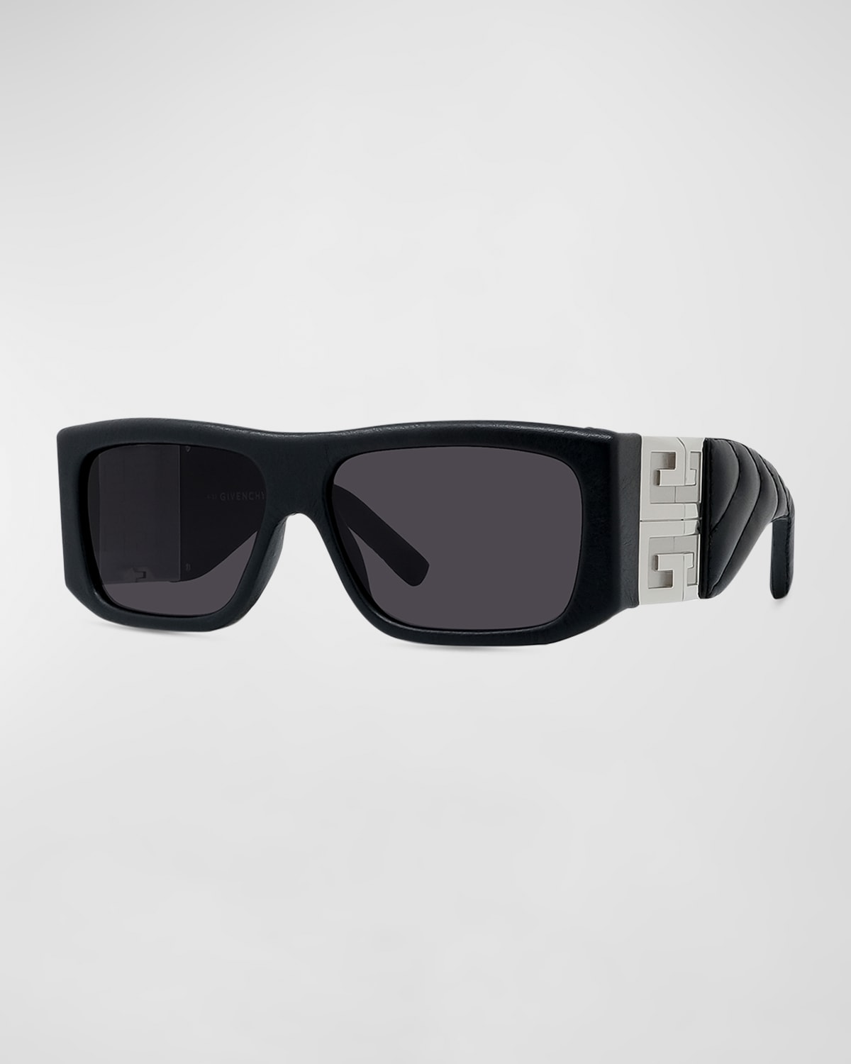 4G Acetate & Leather Rectangle Sunglasses