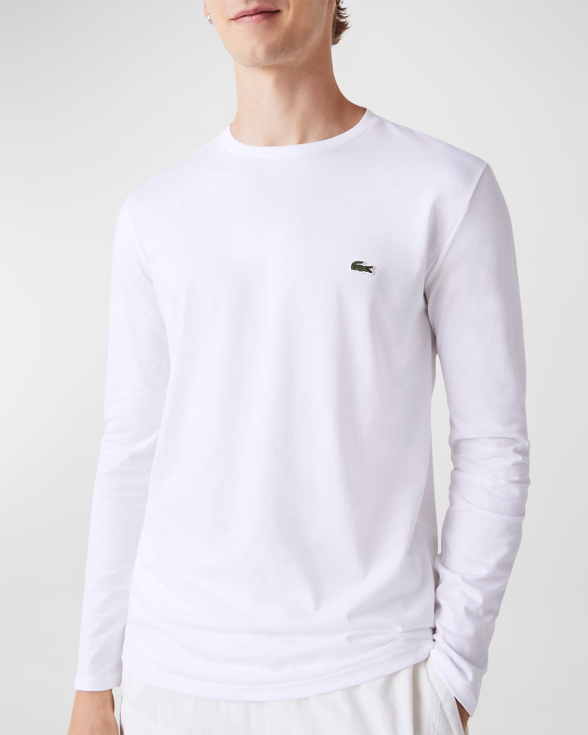 Shop Lacoste Men's Pima Cotton Jersey Crewneck T-shirt In White