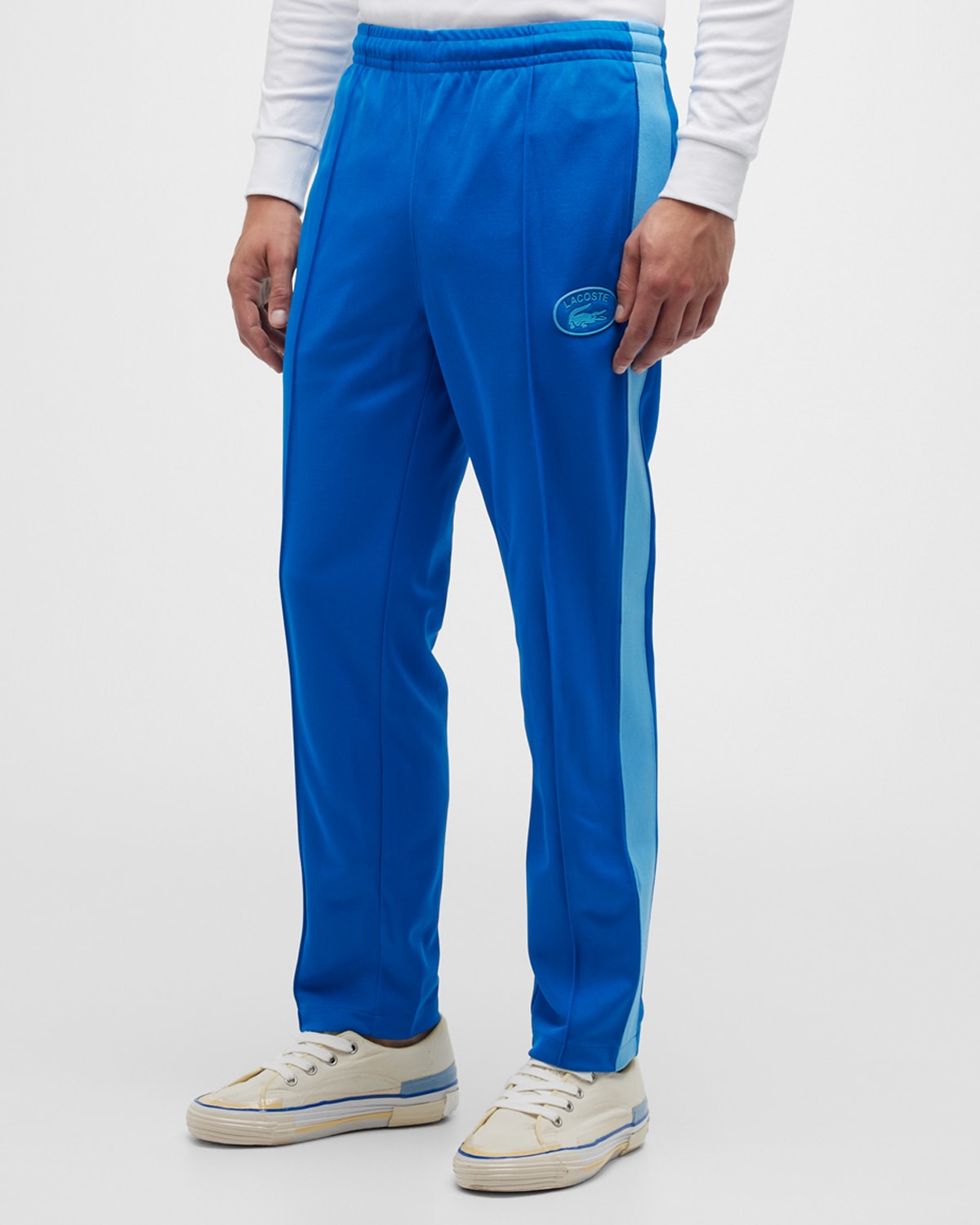 LACOSTE MEN'S CONTRAST SIDE-BAND TRACK PANTS