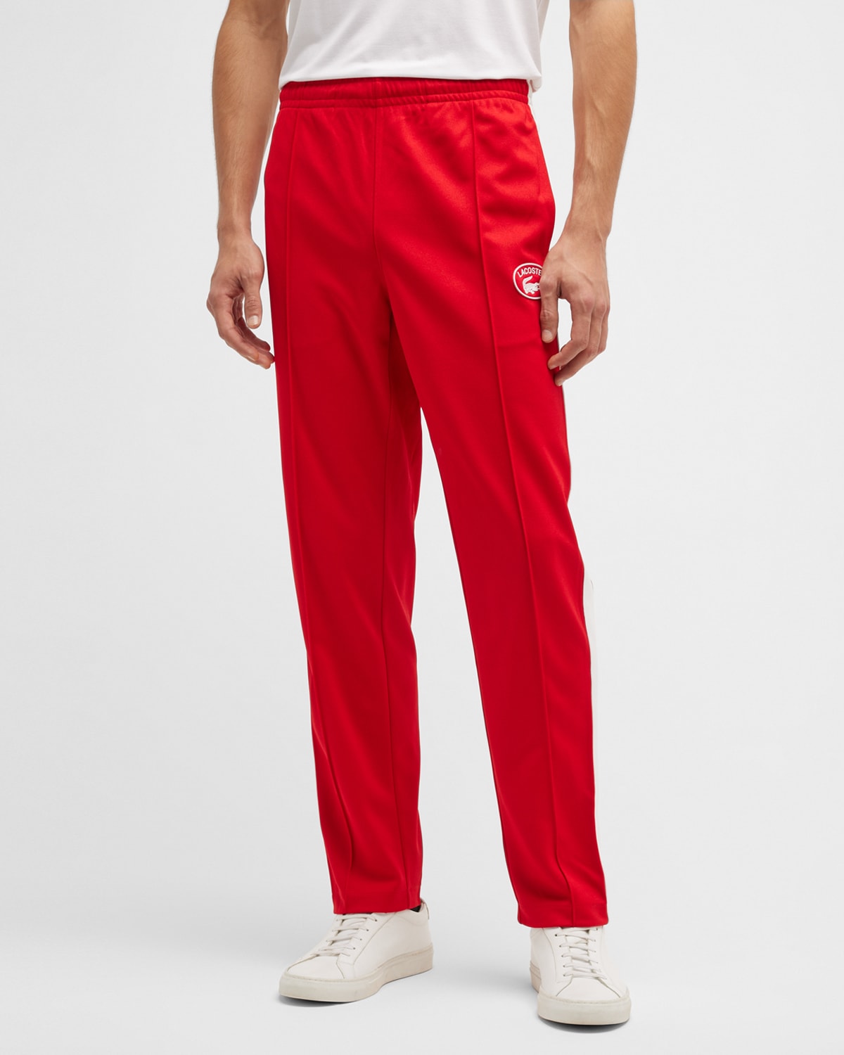 Shop Lacoste Men's Contrast Side-band Track Pants In Medium Red